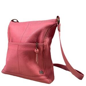 The Sak Women's Leather Pebbled Pink Crossbody Purse Shoulder Bag‎ 11x11x15"